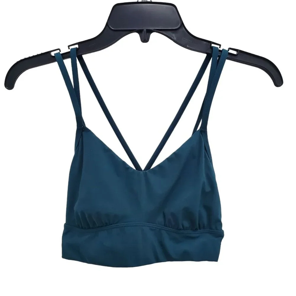 All in Motion‎ Girl's Deep Hunter Green Strappy Criss Cross Back Sports Bra Sz S